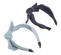 Zerodeko 2pezzi Cerchietto in Denim Fiocco per Donne Fascia per Capelli Annodata Fiocco Copricapo Decorativo Retrò per Feste e Gite fuori Porta