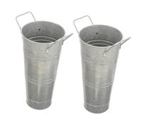 Zerodeko 2pezzi Secchiello in Ferro Zincato con Manico per Fiori Vaso Decorativo dallo Stile Vintage per Composizioni Floreali Interne Ed Esterne