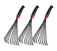 Zerodeko 3 Pezzi Rastrello da Giardino Manuale con Testa in Ferro a 9 Denti e Impugnatura Ergonomica per Giardinaggio Preciso e Raccolta Foglie in Spazi Stretti