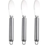 Zerodeko 3 Pezzi Spalmatore in Acciaio Inox, Ergonomico, per Pane | Design Monopezzo, Facile da Pulire e Riporre, Finitura Argento, per Sandwich, Formaggio Cremoso