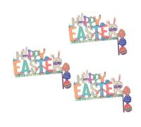 Zerodeko 3 Pezzi Telaio della Porta di Pasqua Arredamento Coniglio segni Bunny Decorazione angolare Pasquale Telaio della Finestra Ornamento del Telaio della Porta di Legno Colorful