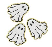 Zerodeko 3 Pezzi Toppe Termoadesive Spettri Bianchi in Poliestere con Adesivo Resistente e Lavabile, Perfette per Riparazioni e Personalizzazioni Tessili in Occasione di Halloween