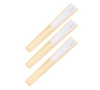 Zerodeko 3 Pezzi Ventaglio Pieghevole in bambù e Carta, Bianco, Design Vuoto DIY, Leggero e Portatile, per Decorazione Casa e Scena, Ventaglio a Mano Pieghevole per Matrimonio e