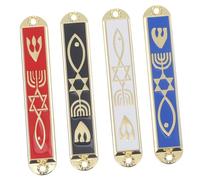 Zerodeko 4 Pezzi Cancello Sacro Rotolo Decorazione Stipite Dentro Moderno Porta per Arredamento Kosher Dipinto Benedizione con Sospeso Ornamento Mezuzah in Metallo Casa Mezuzà Lega di Zinco