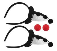 Zerodeko 4 Pezzi Cerchietto con Cappelli Neri e Bianchi e Nasi in Spugna Rossa, Accessorio Versatile per Feste di Halloween e Cosplay