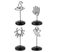 Zerodeko 4 Pezzi Porta Segnaposto Halloween in Metallo Nero, Atmosfera | Supporto Stabile per Nomi e Ricette, Decorazione a Tema, per Buffet e Incontri Festivi