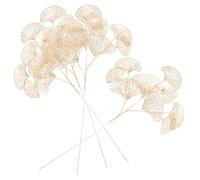 Zerodeko 4 Pezzi Stelo Artificiale di Ginkgo, Rami Finti di Ginkgo, Oro, Ferro e Pp, Effetto Realistico, per Centrotavola e Libreria, per Non Ha di Curare Le Piante