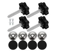 Zerodeko 4sets Pomelli Filettati con Bulloni e Rondelle Manopole Stella Resistenti alla Corrosione per Regolazioni Facili su Binari Kit Completo per Attrezzi e Falegnameria