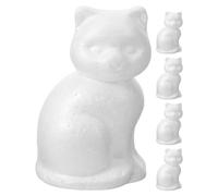 Zerodeko 5 Pezzi Gattino in Schiuma Bianca, 14cm, per Pittura | Modello Vuoto, per Decorare e Creare, Valore Educativo, Adatto a Feste di Compleanno e Ornamenti