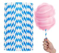 Zerodeko 50 Pezzi Bastoncini per Zucchero Filato per Risparmiare e Sforzi 10x300mm in Carta Blu Accessori Festa per Macchina Zucchero Filato Professionale per Feste