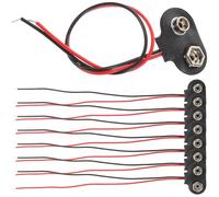 Zerodeko 50 Pezzi Connettori Batteria 9V Tipo T Cavo 6 CM Rivestimento in Pelle PU e Ferro Clip Portabatterie per Progetti Elettronici Fai da Te e Collegamento Alimentazione Dc 9V