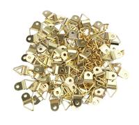 Zerodeko 50 Pezzi Ganci a Forma Triangolare in Metallo e Rame Color Oro, Foro Unico, Resistenti e Facili da Appendere, con 6 Viti per Cornici Foto e Punto Croce, Uso Domestico