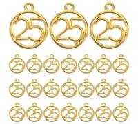 Zerodeko 50 Pezzi Pendenti Numero 25 in Lega di Zinco Color Oro, Accessori per Bigiotteria Fai da Te Design alla Moda e Resistenza allo Sbiadimento per Vita Quotidiana e Collane