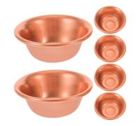 Zerodeko 6 ciotole buddiste per offerte d'acqua, coppe in rame per | Ciotola rituale in rame, accessorio compatto per acqua santa da preghiera, adatto per sala di meditazione, santuario e uso