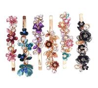 Zerodeko 6 Fermagli per Chioma da Donna e Ragazza a Forma di Fiore Forcine in Metallo Dorato Retrò Set Colorato Decorazioni Lucide Resistenti e Adatti a Chioma Lisci o Ricci per Feste e