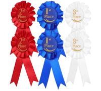 Zerodeko 6 Pezzi Set di Nastri Premio per Primo, Secondo e Terzo Posto in Latta e Nastro, Funzionali e Versatili per Cerimonie di Premiazione e Eventi Sportivi