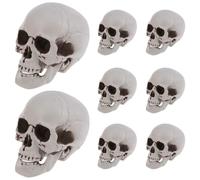 Zerodeko 8 Pezzi Decorazione Scheletro Halloween in Plastica Pe Beige, Teschio Realistico Leggero e Compatto per Collezioni D'arte e Ambienti Interni