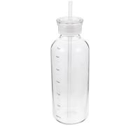 Zerodeko Bicchiere con Cannucce e Doppio Coperchio 750ml in Vetro Borosilicato Portatile e Facile da Trasportare per Uffici e Hotel