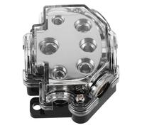 Zerodeko Blocco di Distribuzione Audio per Auto 0ga Hub di Massa e Portafusibile, Lega di Zinco e Plastico 2ga/4ga/8ga Out, per Impianti Audio Auto, Veicoli Business e Fuoristrada