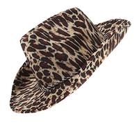 Zerodeko Cappello da cowboy leopardato per feste e palcoscenico per una | Cappello western con stampa animale, per carnevale, feste a tema, fotografie, feste in maschera, festival e travestimenti