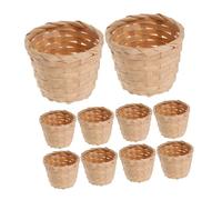 Zerodeko Cestini Intrecciati Portaoggetti Rustici 10 Pezzi senza Manici, Dimensioni 7.5X7.5X6 CM, per Piante Grasse e Decorazioni da Tavolo e Balcone