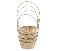 Zerodeko Cestino Intrecciato in Bamboo Manico Set 4 Pezzi, Portafrutta Semplice e Contenitore per Fiori, Cestino da Picnic Versatile per Casa e Decorazioni Floreali