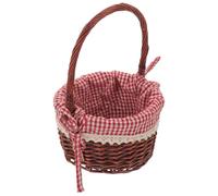 Zerodeko Cestino Intrecciato per Fiori e Picnic, in Rattan e Stoffa | Struttura Pratica e Affidabile, Stile Rustico Decorativo, per Riporre Piccoli Oggetti e Uscite All'aperto