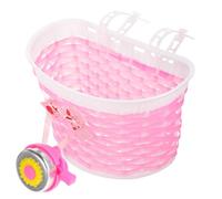 Zerodeko Cestino per Bicicletta Rosa in PE con Superficie Liscia e Pratico Campanello, Cestello Anteriore per Biciclette e Scooter Bambina