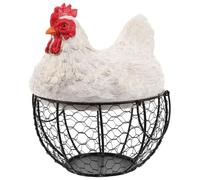 Zerodeko Cestino per la raccolta delle uova, cestino rustico in filo metallico con coperchio e manico