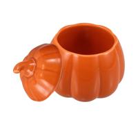 Zerodeko Ciotola Arancione in Ceramica a Forma di Zucca con Coperchio Resistente al Calore e Decorazione Festiva di Halloween per Cucina Autunnale