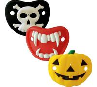 Zerodeko Ciuccio Di Halloween Ciuccio Per Con Teschio E Zucca In Silicone Ciucci Finti Con Bavaglino Rotondo Per Ciucci Con Bavaglini Per Bambini 0-6 Mesi 3 Pezzi