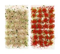 Zerodeko Ciuffi di Vegetazione Statica in Resina 2 Scatole Colorate Rosso e Rosa, Decorazioni Miniatura per Modelli Ferroviari e Diorami, Ornamenti Paesaggio Fai da Te per Scene Militari