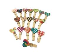 Zerodeko Clip in Legno a Forma di Cuore Resistenti 40 Pezzi Stili Multipli per Foto e Memo per Decorare Casa o Esposizione Fotografica Stili Multipli