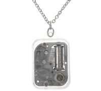 Zerodeko Collana Pendente a Scatola Musicale Quadrata in Acrilico e Metallo Argento, Creativa e Delicata, Resistente allo Sbiadimento, la Stagione delle Vacanze