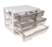 Zerodeko Contenitore per Cosmetici a 3 Livelli Trasparente Cassetti, Scatola Portatrucchi Bianca per Organizzare Trucco e Articoli da Toeletta, Custodia Salvaspazio per Ufficio e Camera