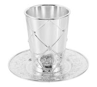 Zerodeko Coppa da vino senza stelo con piattino, calice per il Seder delle | Coppa tradizionale per la Pasqua ebraica, bicchieri per lo Shabbat, elegante coppa da vino ebraica, regalo per la famiglia