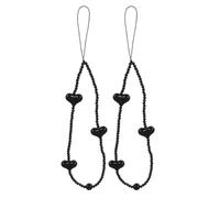 Zerodeko Cordino per Telefono Perline a Cuore Fatto a Mano, Set da 2 Pezzi, Cinturino da Polso Decorativo Anti-smarrimento, Adatto per Cellulari, Fotocamere e Accessori Moda Donna