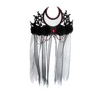 Zerodeko Corona Nera in Rete Sottile e Affidabile per Halloween, Accessorio Delicato per Chioma da Donna per Feste e Costumi a Tema Strega e Demone