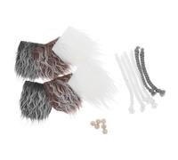 Zerodeko Creazione piccolo folletto con barba in pelliccia sintetica precut naso in legno con perline e ciocche accessori per decorazioni natalizie e fate fatate