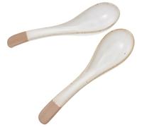 Zerodeko Cucchiai da Minestra in Ceramica 2 Pezzi Cucchiai da Zuppa Vintage Resistenti al Calore per Riso e Dessert Adatti per Uso Domestico e Regali