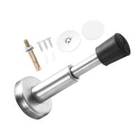 Zerodeko Ferma Porta in Acciaio Inox Punta in Gomma, Protezione | Design, Installazione Semplice, Colore Argento, Soluzione Protettiva per Pareti e Porte