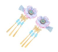 Zerodeko Fermaglio Accessorio Creativo alla Moda Chioma Giapponese in Cotone Blu Leggero per Decorazione a Fiore e Campanellino per Abbigliamento Stile Kimono