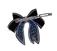 Zerodeko Fermaglio per Chioma Fiocco Elegante Nero Strass Decorativo, Accessorio per Ragazze e Donne, per Matrimoni e Banchetti