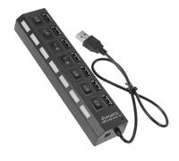 Zerodeko Hub in Abs e Risparmio USB 2.0 a 7 LED Blu, Caricatore Multiplo Portatile Facile da Trasportare, per Ufficio e Viaggi
