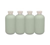 Zerodeko Kit 4 Pezzi Bottiglie da Viaggio in Plastica Verde 500ml per Dosasapone Bagno Portatile e Ben Sigillato per Viaggi e Spostamenti