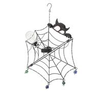 Zerodeko Luce a Sospensione Ragnatela di Halloween Nera in Plastica, Decorazione Luminosa Facile da Pulire e Mantenere, per Abbellire la Casa la Porta a Tema Halloween