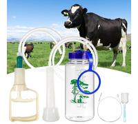 Zerodeko Macchina per Mungitura Manuale per Pecore e Capre, Facile da Trasportare e Pulire, in Plastica Spazzola in Acciaio e Bottiglia, per Allevamenti Ovini