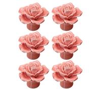 Zerodeko Maniglie per Armadietti in Ceramica Rosa a Forma di Rosa, 6 Pezzi, Resistenti e Creative per Mobili da Cucina e Porte di Armadi