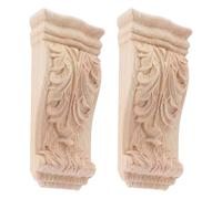 Zerodeko Mensole Architettoniche in Legno Intagliato Non Verniciato 2 Pezzi 8x18 Cm Supporti Robusti per Mobili Colonne Decorative per Interni Vintage per Soggiorno e Camere
