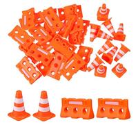 Zerodeko Mini Coni Stradali: 24 Pezzi in Miniatura di Recinzione in Plastica per Segnaletica Stradale - Piccoli Coni Stradali per Bambini, Giocattoli Educativi per La Costruzione di Micro Paesaggi E